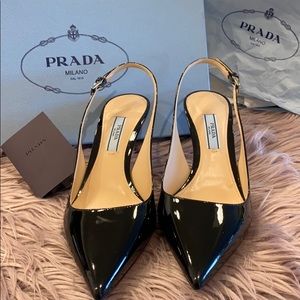Prada Pointed Toe Slingback Heels